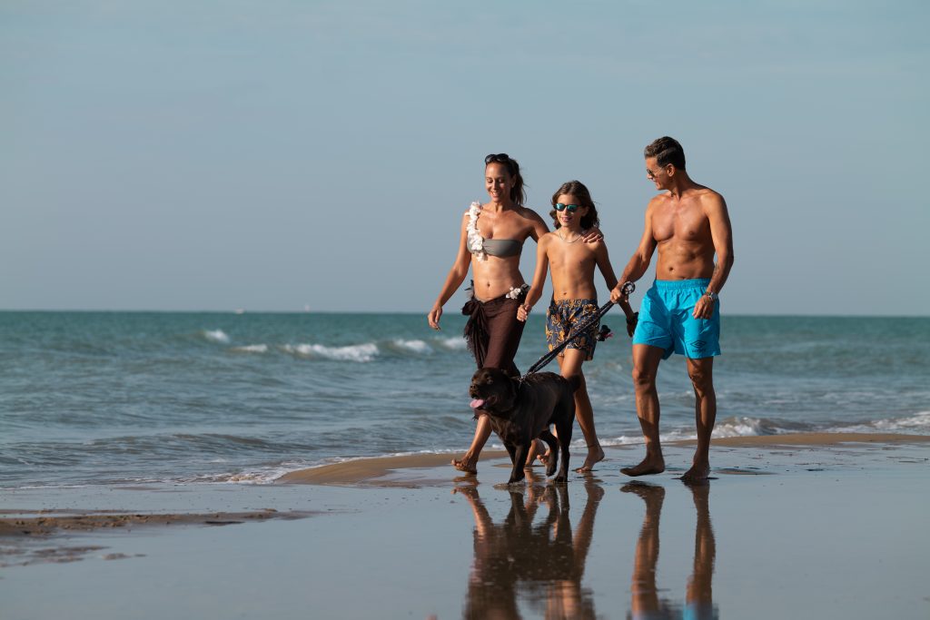 Passeggiata in riva al mare a Bibione con il cane